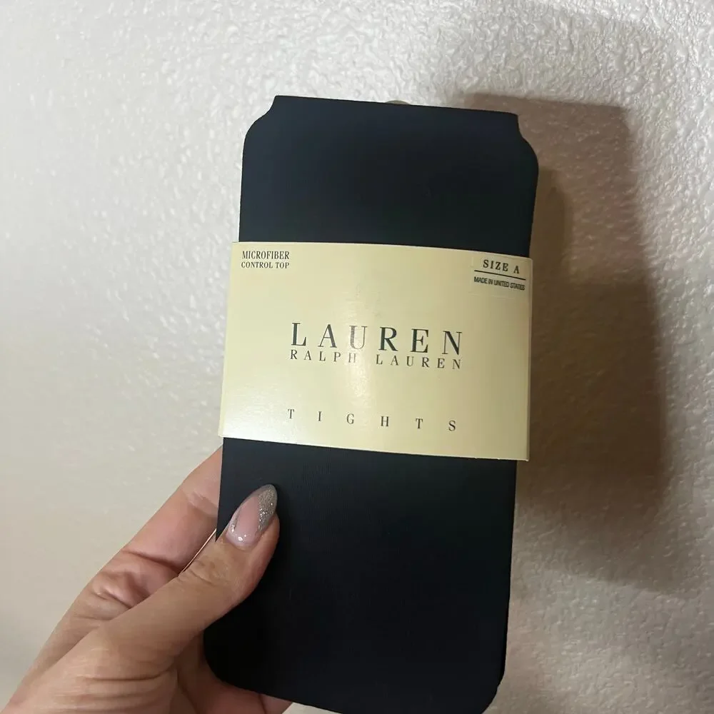 Lauren Ralph Lauren Black Microfiber Control Top Tights - size A NEW